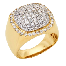 14K Gold | 2.25 CT | Diamond Rounded Square Dome Ring 