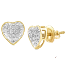 10K Gold | 0.20 CT | Diamond Inverted Heart Earrings 