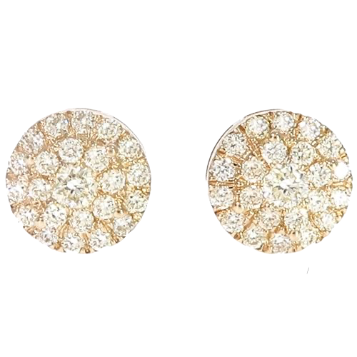 10K Gold | Diamond Circle Stud Earrings 
