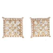 14K Gold | 1.34 CT | Diamond Princess Cut Earrings 
