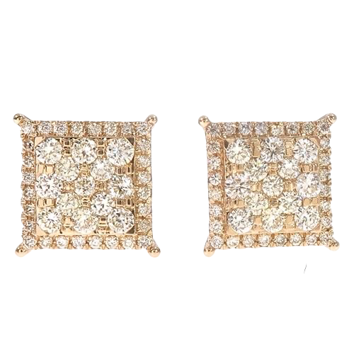 14K Gold | 1.34 CT | Diamond Princess Cut Earrings 