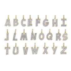 10K Gold | 3.75 CT | Baguette Diamond Letter Pendant 