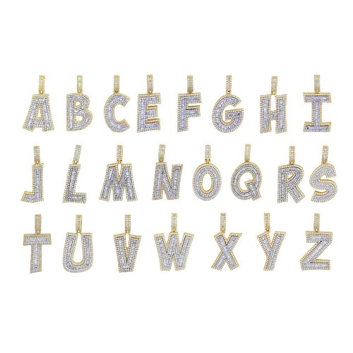 10K Gold | 3.75 CT | Baguette Diamond Letter Pendant 