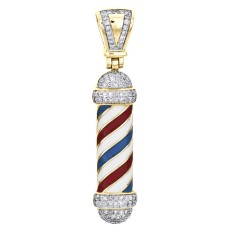 10K Gold | 0.58 CT | Diamond Barber Shop Pole Pendant 