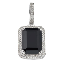 14K Gold | 1.25 CT | Diamond Pendant with 12.62 CT Black Gemstone