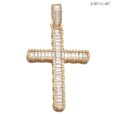 14K Gold | 4.75 CT | Baguette Diamond Cross