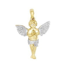 10K Gold | 0.75 CT | Diamond Praying Angel Pendant 