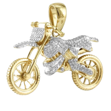 10K Gold | 1.50 CT | Diamond Motorcycle Pendant 