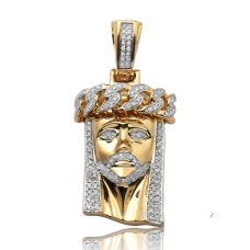 14K Gold | 0.50 CT | Diamond Miami Cuban Jesus Pendant