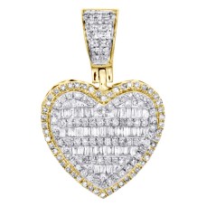 10K Gold | 1.02 CT | Diamond Baguette Heart Pendant 