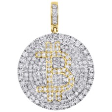 10K Gold | 7 CT | Diamond Bitcoin Currency Pendant