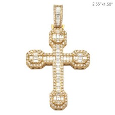 14K Gold 4.75 CT Baguette Diamond Cross