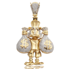 10K Gold | 1.25 CT | Duck with Moneybags Pendants 