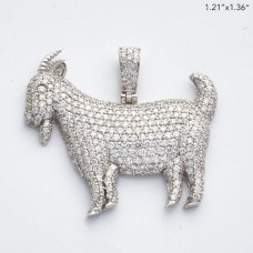 14K Gold | 3.65 CT | Diamond Goat Pendant 