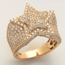 14K Gold | 4.10CT | Diamond 3-D Star Mens Ring
