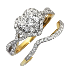14K Gold | 1.00 CT | Diamond Heart Cluster Ring With Halo