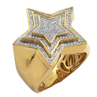 10K Gold | 0.40 CT | Diamond 3-Tiered Star Ring 