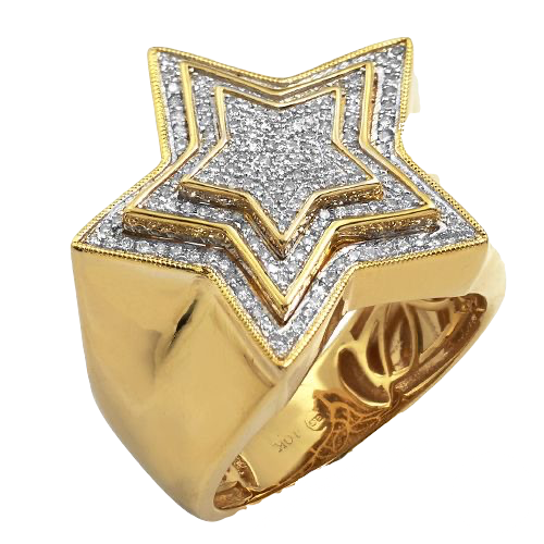 10K Gold | 0.40 CT | Diamond 3-Tiered Star Ring 