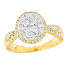 14K Gold | 1.00 CT | Diamond Circle Cluster Ring 