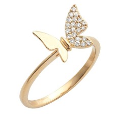 14K Gold | 0.15 CT | Diamond Butterfly Stackable 