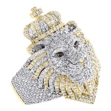 10K Gold |1.55 CT | Diamond Lion Head Crown King Pinky Ring 