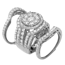 14K Gold | 4.00 CT | Diamond Round 3 Piece Cluster Bridal Ring 