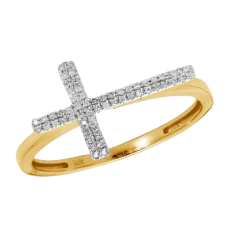 14K Gold | 0.10 CT | Diamond Cross Ring