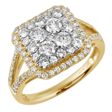 14K Gold | 1.50 CT | Diamond Square Cluster Ring 
