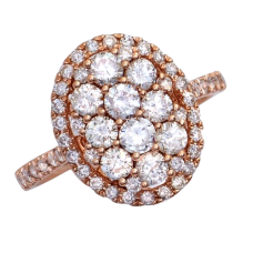 14K Gold | 1.50 CT | Diamond Oval Dome Cluster Ring 
