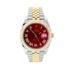 36mm | Rolex Diamond Watch Datejust Red Dial  
